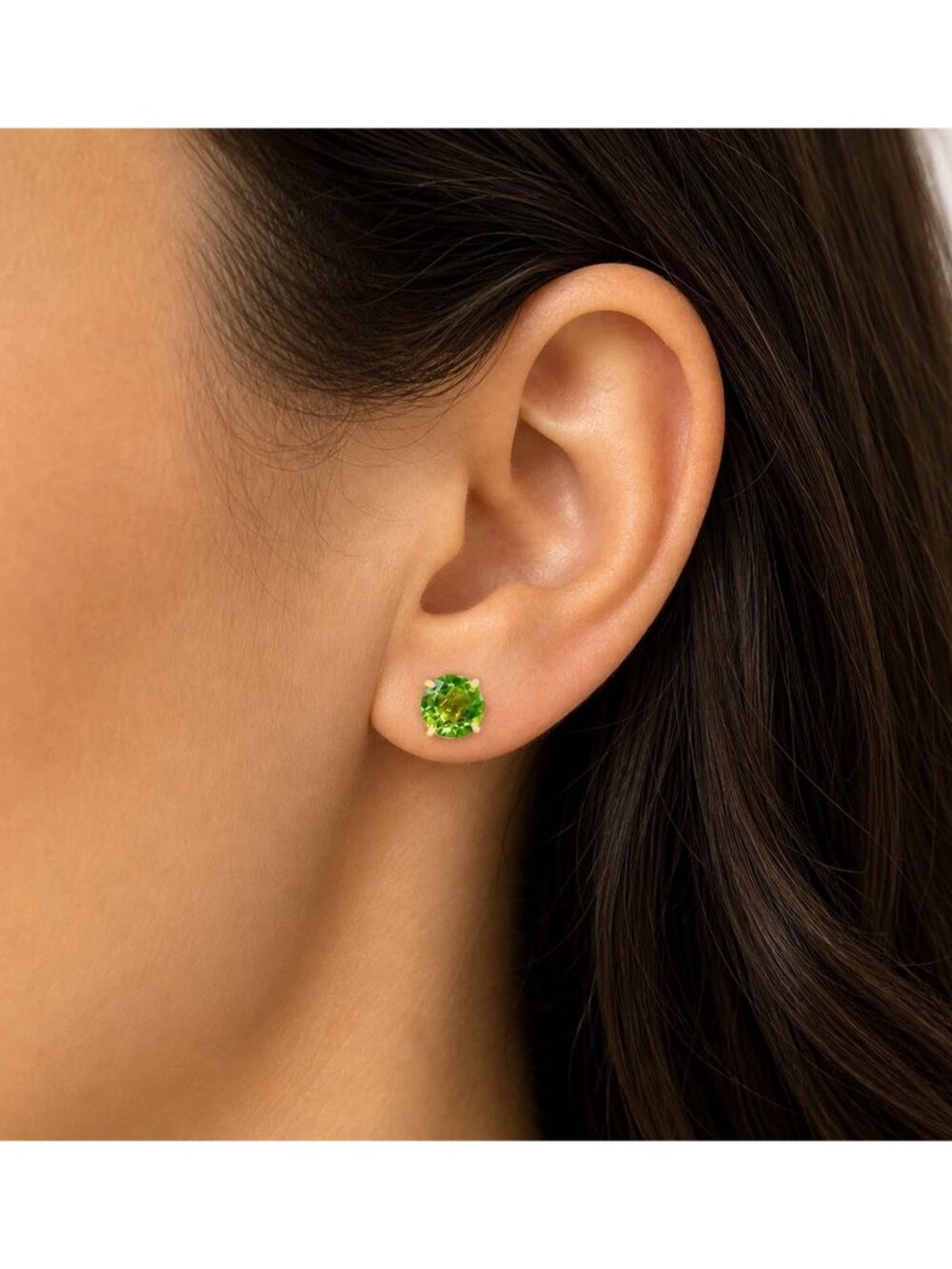 Genuine 1.96 Cts Peridot Stud Earrings 14k SOLID Yellow Gold - Picture 5 of 6
